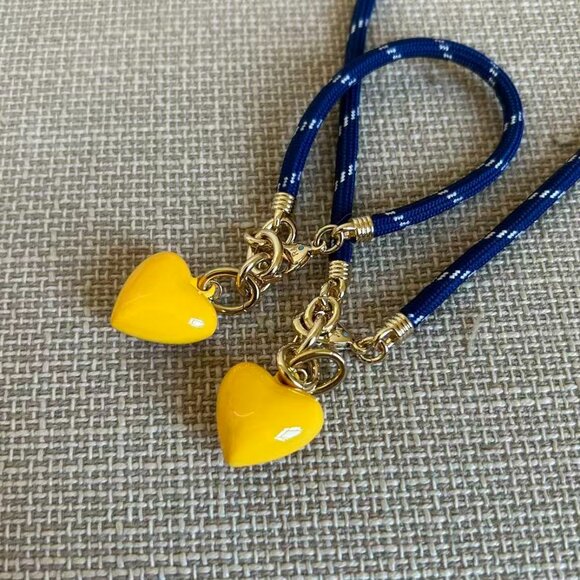 *Set* Roxanne Assoulin The Happy Cord Charm Necklace & Bracelet Blue/Yellow - Picture 6 of 6